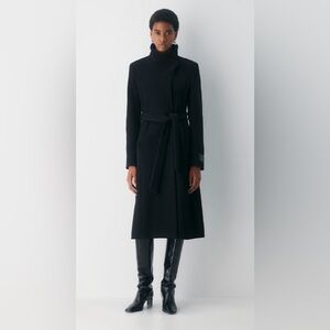 Aritzia Connor Coat XS - Long - Italian Wool Cashmere Black Belted Coat